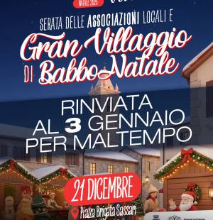 Gran Villaggio di Babbo Natale 21 dicembre 2025 RINVIATA 